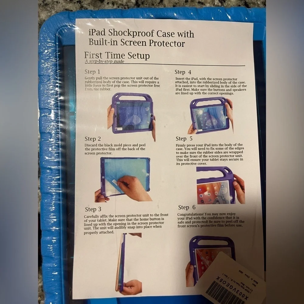 Blue iPad Shockproof Case with Screen Protector